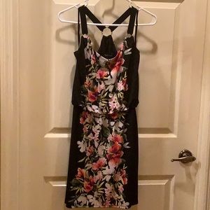 WHBM Black and Flowered print dress